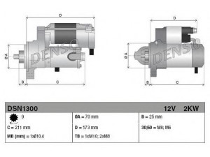 DENSO DSN1300 starteris 
 Elektros įranga -> Starterio sistema -> Starteris
4R83-11001-AC, 4R83-11001-AD, 8X23-11001-AA