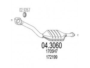 MTS 04.3060 katalizatoriaus keitiklis 
 Išmetimo sistema -> Katalizatoriaus keitiklis
1705H7, 172199, 96061333, 1705F7