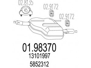 MTS 01.98370 galinis duslintuvas 
 Išmetimo sistema -> Duslintuvas
13101997, 13156926, 5852189, 5852312