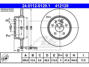 ATE 24.0112-0129.1 stabdžių diskas 
 Stabdžių sistema -> Diskinis stabdys -> Stabdžių diskas
140 423 06 12