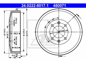 ATE 24.0222-8017.1 stabdžių būgnas 
 Stabdžių sistema -> Būgninis stabdys -> Stabdžių būgnas
4247 24, 91 509 908, 4247 24