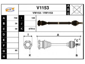SNRA V1153 kardaninis velenas 
 Ratų pavara -> Kardaninis velenas