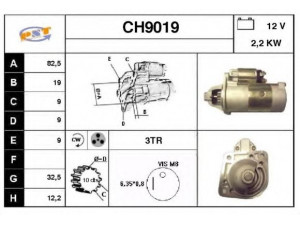 SNRA CH9019 starteris 
 Elektros įranga -> Starterio sistema -> Starteris
M2T88372, M2T88372ZC, 56041579