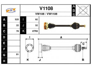 SNRA V1108 kardaninis velenas 
 Ratų pavara -> Kardaninis velenas
6N0407271H