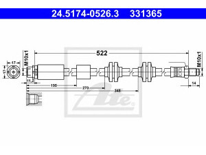 ATE 24.5174-0526.3 stabdžių žarnelė 
 Stabdžių sistema -> Stabdžių žarnelės
34 30 6 771 720, 34 30 6 790 550