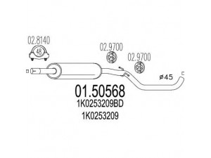 MTS 01.50568 vidurinis duslintuvas 
 Išmetimo sistema -> Duslintuvas
1K0253209, 1K0253209BD