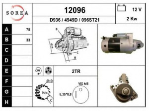 EAI 12096 starteris 
 Elektros įranga -> Starterio sistema -> Starteris
31200RBDE010M3, AHG023, MHG020