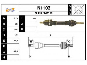 SNRA N1103 kardaninis velenas