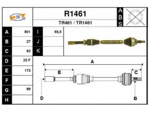 SNRA R1461 kardaninis velenas 
 Ratų pavara -> Kardaninis velenas
7711134780, 8200035673