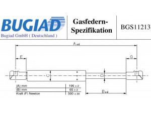 BUGIAD BGS11213 dujinė spyruoklė, bagažinė 
 Priedai -> Bagažinė/pakrovimo skyrius
987 512 551 01