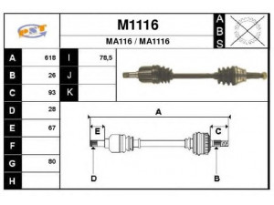 SNRA M1116 kardaninis velenas 
 Ratų pavara -> Kardaninis velenas