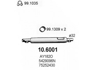 ASSO 10.6001 vidurinis duslintuvas 
 Išmetimo sistema -> Duslintuvas
5429096, 5429096N, 5465335, 5465335R
