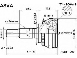 ASVA TY-900A48 jungčių komplektas, kardaninis velenas 
 Ratų pavara -> Sujungimai/komplektas
43410-42060, 43420-42050, 43420-42120