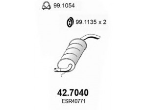 ASSO 42.7040 galinis duslintuvas 
 Išmetimo sistema -> Duslintuvas
ESR40771, WCG000051, WCG103300