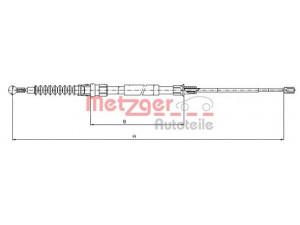 METZGER 10.7518 trosas, stovėjimo stabdys 
 Stabdžių sistema -> Valdymo svirtys/trosai
1K0 609 721AT, 1K0 609 721BB, 1K0 609 721T