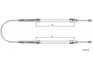 CABOR 1171.8 trosas, stovėjimo stabdys 
 Stabdžių sistema -> Valdymo svirtys/trosai
1307963080, 4745G3, 1307963080