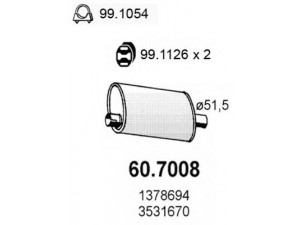 ASSO 60.7008 galinis duslintuvas 
 Išmetimo sistema -> Duslintuvas
1357068, 1378694, 13786942, 3531670