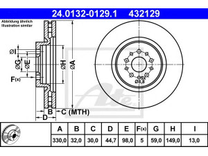 ATE 24.0132-0129.1 stabdžių diskas 
 Stabdžių sistema -> Diskinis stabdys -> Stabdžių diskas
51733051, 51768587