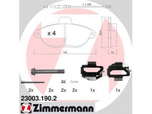 ZIMMERMANN 23003.190.2 stabdžių trinkelių rinkinys, diskinis stabdys 
 Techninės priežiūros dalys -> Papildomas remontas
773 62 238, 4254.54