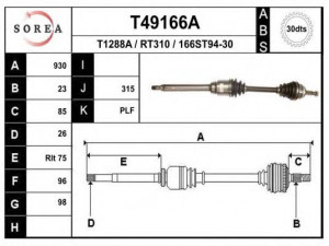EAI T49166A kardaninis velenas 
 Ratų pavara -> Kardaninis velenas
7700100067, 7701352489
