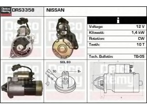 DELCO REMY DRS3358 starteris 
 Elektros įranga -> Starterio sistema -> Starteris
M1T70985, M1T70985A, M1T90985, 23300-01Y010