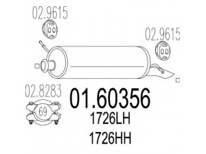 MTS 01.60356 galinis duslintuvas 
 Išmetimo sistema -> Duslintuvas
1726HH, 1726LH