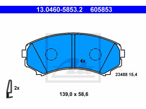 ATE 13.0460-5853.2 stabdžių trinkelių rinkinys, diskinis stabdys 
 Techninės priežiūros dalys -> Papildomas remontas
4605A041, MN116445, MR527868, X3311011