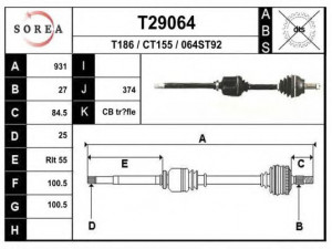 EAI T29064 kardaninis velenas 
 Ratų pavara -> Kardaninis velenas
95618340