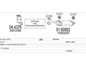 MTS C370230010783 išmetimo sistema 
 Išmetimo sistema -> Išmetimo sistema, visa