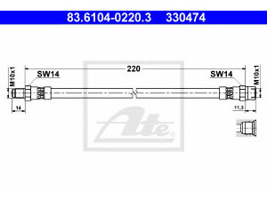 ATE 83.6104-0220.3 stabdžių žarnelė 
 Stabdžių sistema -> Stabdžių žarnelės
892 112, 000 428 93 35, 3104421
