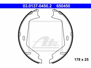 ATE 03.0137-0450.2 stabdžių trinkelių komplektas, stovėjimo stabdis 
 Stabdžių sistema -> Rankinis stabdys
272398, 274271, 31262869, 8623137