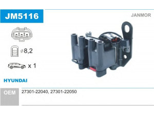 JANMOR JM5116 ritė, uždegimas 
 Kibirkšties / kaitinamasis uždegimas -> Uždegimo ritė
27301-22040, 27301-22050