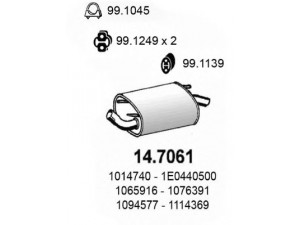 ASSO 14.7061 galinis duslintuvas 
 Išmetimo sistema -> Duslintuvas
1003892, 1014740, 1015801, 1044555