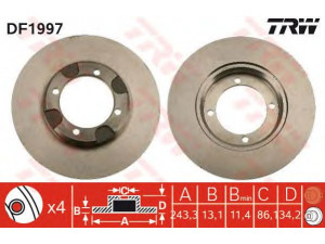 TRW DF1997 stabdžių diskas 
 Stabdžių sistema -> Diskinis stabdys -> Stabdžių diskas
MB316676, MB316676