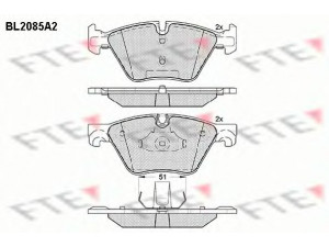 FTE BL2085A2 stabdžių trinkelių rinkinys, diskinis stabdys 
 Techninės priežiūros dalys -> Papildomas remontas
34 11 6 775 310, 34 11 6 796 844