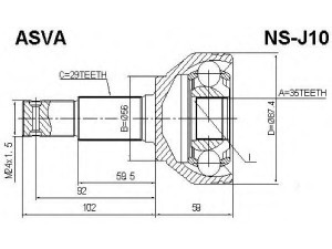 ASVA NS-J10 jungčių komplektas, kardaninis velenas 
 Ratų pavara -> Sujungimai/komplektas
39211-JA00A, C9211-JA00A