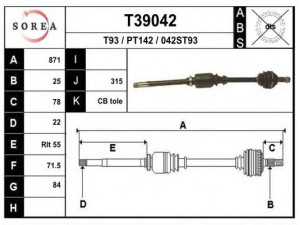 EAI T39042 kardaninis velenas 
 Ratų pavara -> Kardaninis velenas
327305, 327306