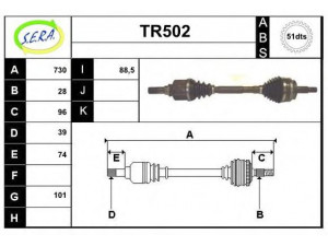 SERA TR502 kardaninis velenas 
 Ratų pavara -> Kardaninis velenas
8200414939, 8200776533