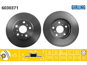 GIRLING 6030371 stabdžių diskas 
 Stabdžių sistema -> Diskinis stabdys -> Stabdžių diskas
4351232090, 4351232180, 4351232190