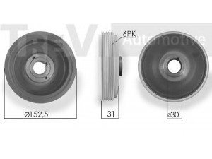 TREVI AUTOMOTIVE PC1006 skriemulys, alkūninis velenas 
 Diržinė pavara -> Dirželio skriemulys
9608938980