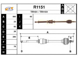 SNRA R1151 kardaninis velenas 
 Ratų pavara -> Kardaninis velenas
8200378880