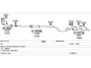 MTS C260100006002 išmetimo sistema 
 Išmetimo sistema -> Išmetimo sistema, visa