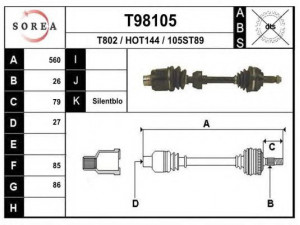 EAI T98105 kardaninis velenas 
 Ratų pavara -> Kardaninis velenas