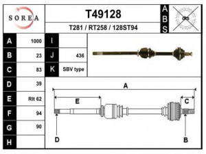 EAI T49128 kardaninis velenas 
 Ratų pavara -> Kardaninis velenas
7700863182, 7700865458, 7701352189