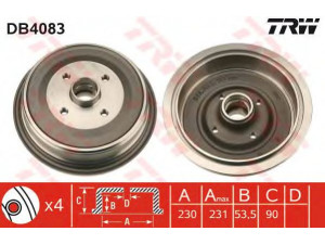 TRW DB4083 stabdžių būgnas 
 Stabdžių sistema -> Būgninis stabdys -> Stabdžių būgnas
431501615, 443501615, 443501615A