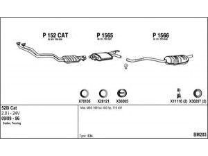 FENNO BM203 išmetimo sistema 
 Išmetimo sistema -> Išmetimo sistema, visa