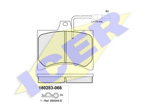 ICER 180283 stabdžių trinkelių rinkinys, diskinis stabdys 
 Techninės priežiūros dalys -> Papildomas remontas
75 529 822, 75 538 822, 95 539 013
