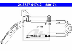 ATE 24.3727-0174.2 trosas, stovėjimo stabdys 
 Stabdžių sistema -> Valdymo svirtys/trosai
3B0 609 721 AC, 3B0 609 721 F, 3B0 609 721 L