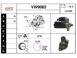 SNRA VW9082 starteris 
 Elektros įranga -> Starterio sistema -> Starteris
02A911023S, 02A911024E