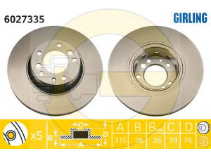 GIRLING 6027335 stabdžių diskas 
 Stabdžių sistema -> Diskinis stabdys -> Stabdžių diskas
34112226385